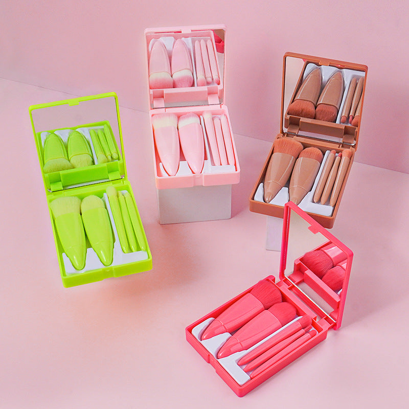 Portable Cosmetic Brush With Mirror Imported